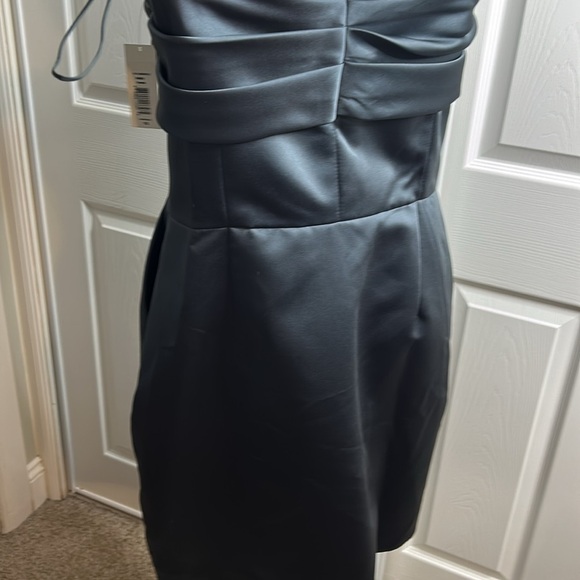 Badgley Mischka Strapless Charcoal Dress with Bow B0003 Smoke 16 - Picture 5 of 8